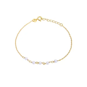 Gold Plated Sterling Silver Fine Bracelet with Pearls