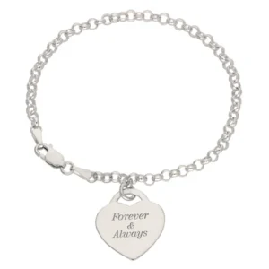Sterling Silver Bracelet Engravable Padlock Heart